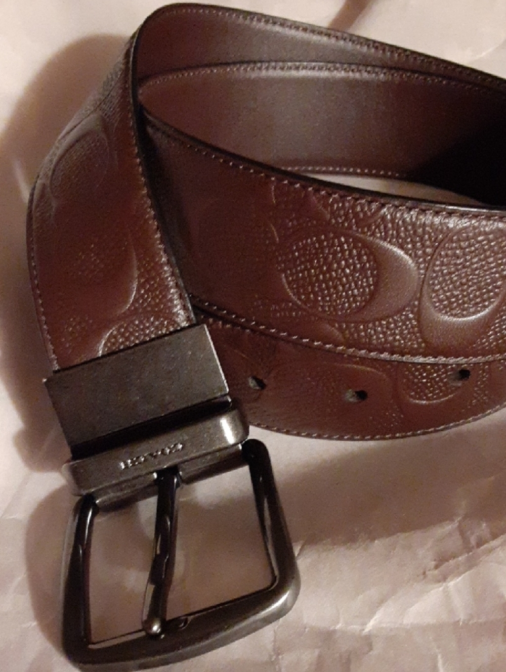 NWOT Coach Harness Buckle Cut To Size Reversible Men Brown Belt Sz 36" To 40"